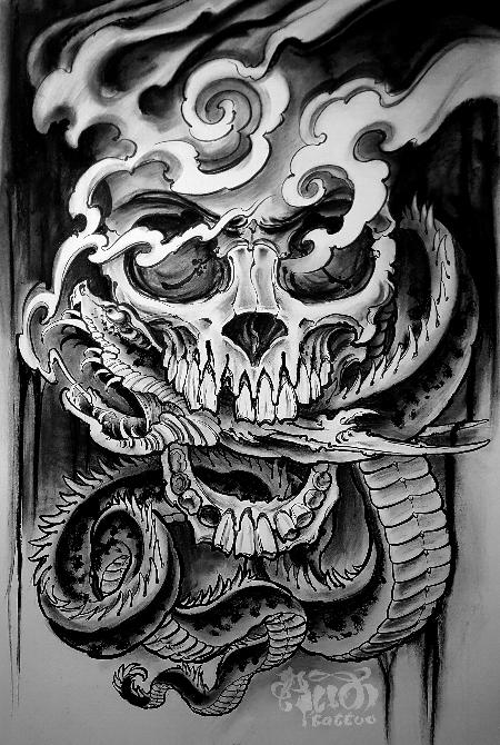 Art Galleries - Skull with snake - 113864